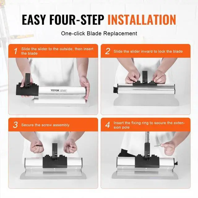 Alt view image 5 of 7 - VEVOR Drywall Skimming Blade Set, 10/16/24/32/40 in Skimming Blades + 34-81.6 in Extension Handle Pole, Stainless Steel Knife Professional Skim Coat Tools, for Gyprock/WallBoard/Plasterboard