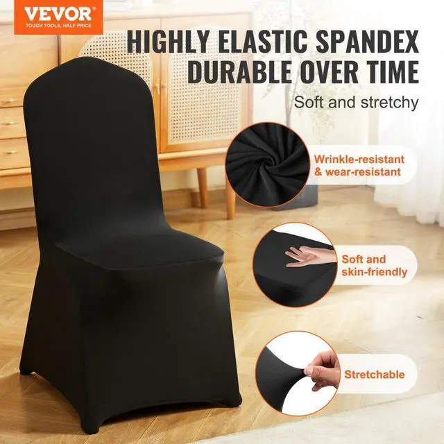 Alt view image 2 of 7 - VEVOR Stretch Spandex Folding Chair Covers, Universal Fitted Chair Cover, Removable Washable Protective Slipcovers, for Wedding, Holiday, Banquet, Party, Celebration, Dining (50PCS Black)