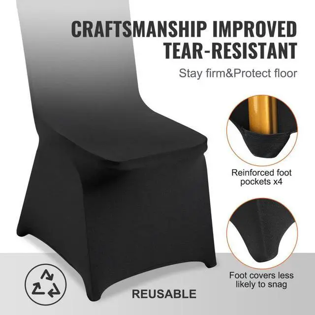 Alt view image 5 of 7 - VEVOR Stretch Spandex Folding Chair Covers, Universal Fitted Chair Cover, Removable Washable Protective Slipcovers, for Wedding, Holiday, Banquet, Party, Celebration, Dining (50PCS Black)