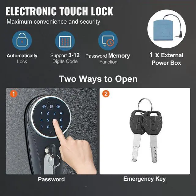 Alt view image 3 of 14 - VEVOR  5 Rifles Gun Safe, Rifle Safe with Digital Keypad & Lock, Gun Storage Cabinet with Built-in Storage Locker, Removable Storage Shelf for Home Long Gun and Pistols