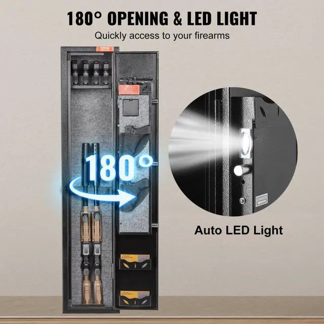 Alt view image 6 of 7 - VEVOR  2 Rifles Gun Safe, Rifle Safe with Lock & Digital Keypad, Quick Access Gun Storage Cabinet with Removable Shelf, Pistol Rack, Rifle Cabinet for Home Rifle and Pistols