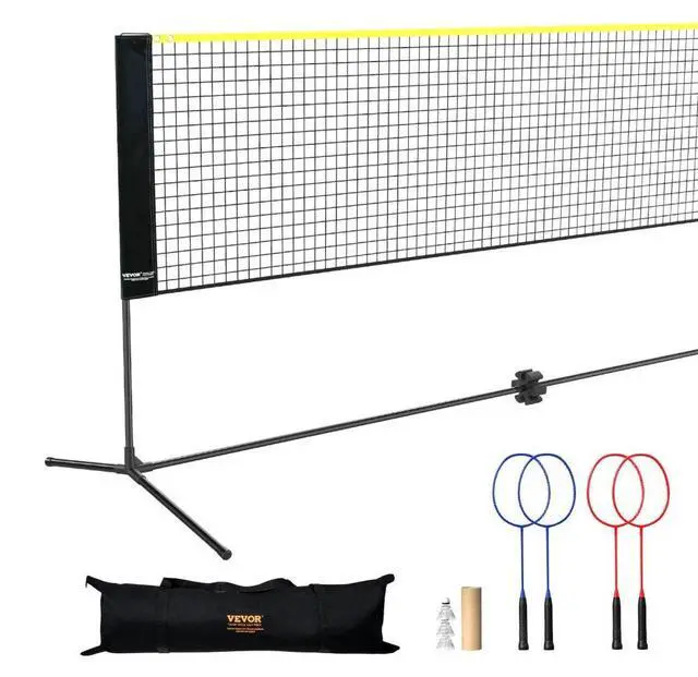 Main image of VEVOR Badminton Net, Height Adjustable Volleyball Net, 20ft Wide Foldable Pickleball Net, Portable Tennis Net Set with Poles, Stand, Bag, Rackets, Nylon Shuttlecocks, Kid Backyard Indoor Outdoor Use