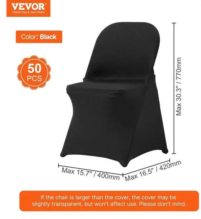 Alt view image 7 of 7 - VEVOR Stretch Spandex Folding Chair Covers, Universal Fitted Chair Cover, Removable Washable Protective Slipcovers, for Wedding, Holiday, Banquet, Party, Celebration, Dining (50PCS Black)