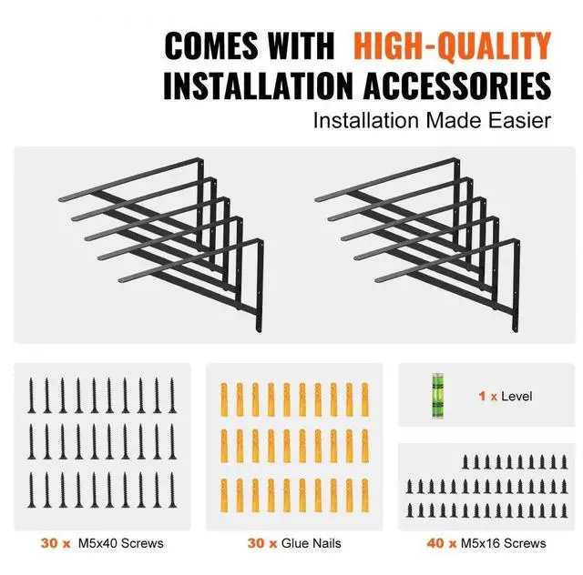 Alt view image 6 of 14 - VEVOR Shelf Bracket, 12 x 8 in 10 Pcs, Heavy Duty Floating Shelf Brackets, Brackets for Shelves, 3mm Thick Matte Black Triangle Shelf Bracket,Steel Shelving Brackets with 160 lbs Load Capacity
