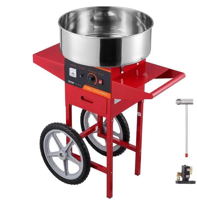 Main image of VEVOR  Electric Cotton Candy Machine with Cart, 1000W Commercial Candy Floss Maker with Stainless Steel Bowl, Sugar Scoop and Drawer, Perfect for Home, Kids Birthday, Family Party, Red
