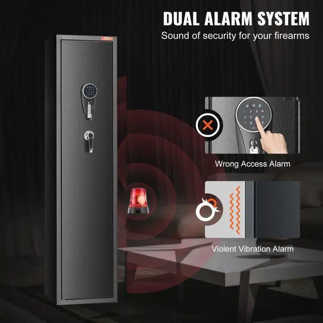 Alt view image 4 of 7 - VEVOR  6 Rifles Gun Safe, Rifle Safe with Digital Keypad & Lock, Gun Storage Cabinet for Shotguns with Built-in Storage Locker, Removable Storage Shelf for Home Long Gun and Pistols
