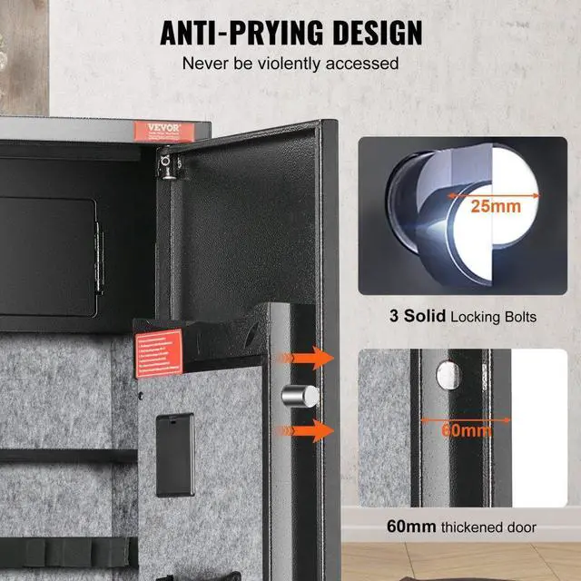 Alt view image 5 of 7 - VEVOR  6 Rifles Gun Safe, Rifle Safe with Digital Keypad & Lock, Gun Storage Cabinet for Shotguns with Built-in Storage Locker, Removable Storage Shelf for Home Long Gun and Pistols
