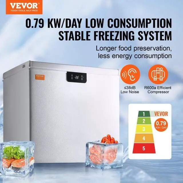 Alt view image 3 of 8 - VEVOR  Chest Freezer, 7 Cu.ft / 198 L Compact Deep Freezer, Free Standing Top Open Door Compact Freezers with 2 Removable Baskets & Adjustable Thermostat, Energy Saving & Low Noise, White