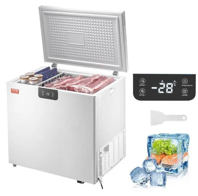 Main image of VEVOR  Chest Freezer, 7 Cu.ft / 198 L Compact Deep Freezer, Free Standing Top Open Door Compact Freezers with 2 Removable Baskets & Adjustable Thermostat, Energy Saving & Low Noise, White