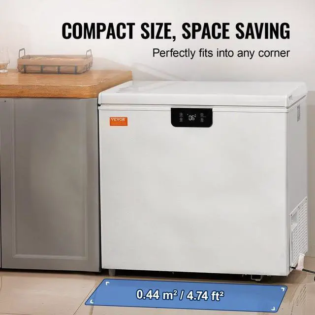 Alt view image 6 of 8 - VEVOR  Chest Freezer, 7 Cu.ft / 198 L Compact Deep Freezer, Free Standing Top Open Door Compact Freezers with 2 Removable Baskets & Adjustable Thermostat, Energy Saving & Low Noise, White