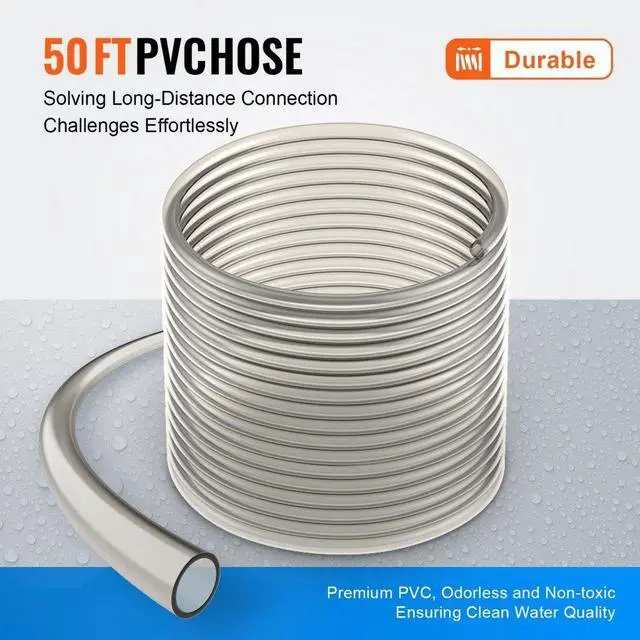 Alt view image 5 of 7 - VEVOR Aquarium Vacuum Gravel Cleaner, 50 ft PVC Hose Fish Tank Vacuum Gravel Cleaner, Siphon Fish Tank Cleaner Vacuum, 3 Types of Brass Adapters, for Fish Tank Cleaning Gravel & Sand