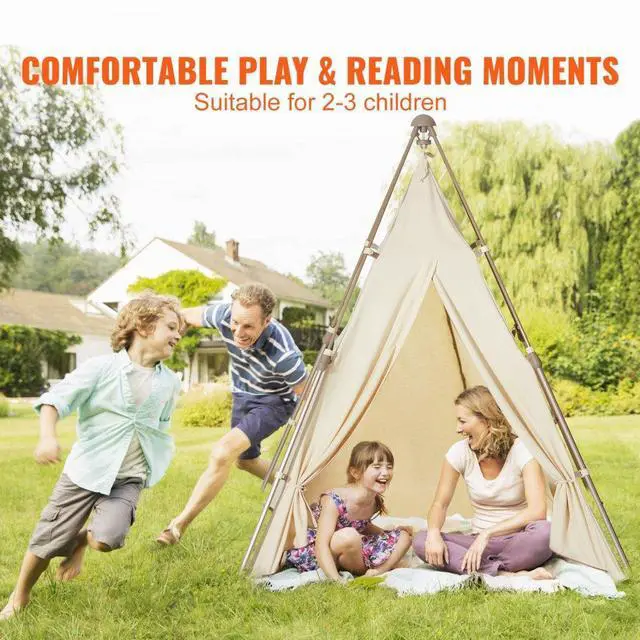 Alt view image 6 of 7 - VEVOR Kids Play Tent, Teepee Tent for Kids 1-5 Years Old, Tent for Kids with Windows for Indoor and Outdoor, Foldable Toddler Tent with Mat and Carrying Bag, Kids Tent for Boys and Girls, Beige