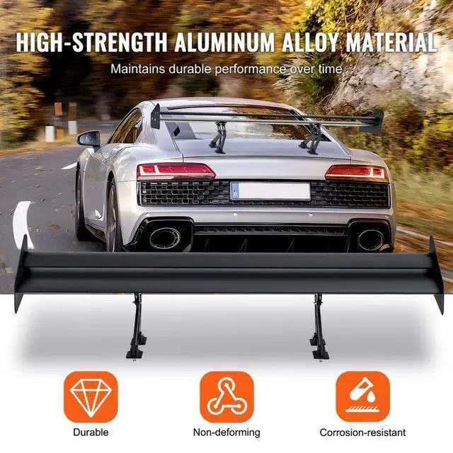 Alt view image 3 of 7 - VEVOR GT Wing Car Spoiler, 53.1 inch Universal Spoiler with Double Deck, Adjustable Lightweight Aluminum, Car Rear Spoiler Wing, Racing Spoiler BGW/JDM Drift Black