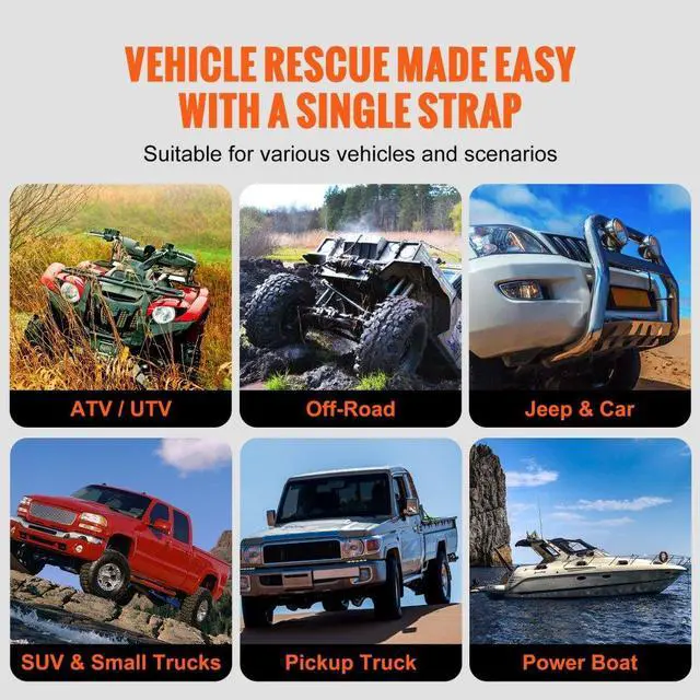 Alt view image 6 of 7 - VEVOR 1" x 30' Kinetic Recovery Tow Rope 38,000 lbs, Heavy-Duty Off Road Snatch Strap, Extreme Duty 30% Elasticity Energy Snatch Strap for Jeep Car Truck ATV UTV SUV Tractor