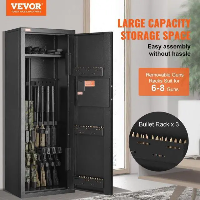 Alt view image 2 of 7 - VEVOR  6-8 Rifles Gun Safe, Rifle Safe with Lock & Digital Keypad, Quick Access Tall Gun Storage Cabinet with Removable Shelf, Rifle Cabinet for Home Rifle and Shotguns