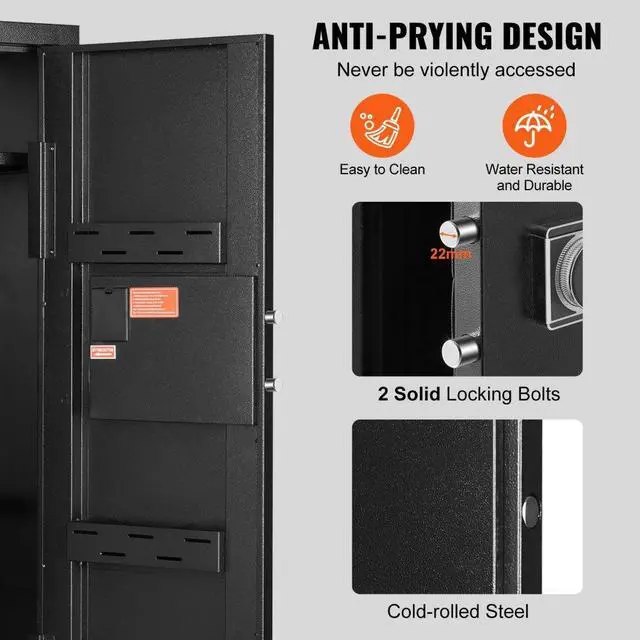 Alt view image 5 of 7 - VEVOR  6-8 Rifles Gun Safe, Rifle Safe with Lock & Digital Keypad, Quick Access Tall Gun Storage Cabinet with Removable Shelf, Rifle Cabinet for Home Rifle and Shotguns