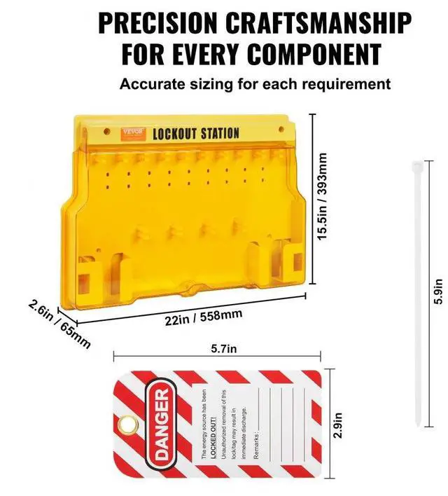 Alt view image 5 of 7 - VEVOR Electrical Lockout Tagout Kit, 60 PCS Safety Lockout Tagout Station Includes Padlocks, Hasps, Tags, Nylon Ties, Expansion Kit, and Lockout Station Board, for Industrial, Electric Power