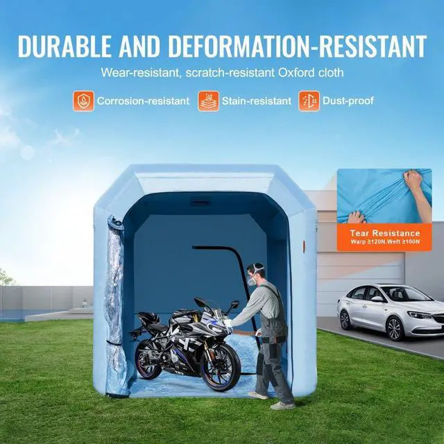 Alt view image 4 of 7 - VEVOR Inflatable Paint Booth, 9.8 x 8.2 x 8.2 ft Inflatable Spray Booth, with 550W Powerful Blower and Air Filter System, Portable Car Paint Booth for Motorcycle, Bicycle, Small Furniture Painting