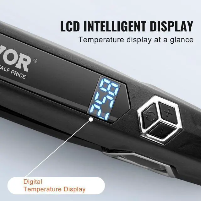 Alt view image 4 of 7 - VEVOR Hair Straightener, 1.5-inch Titanium Flat Iron, Dual Infrared Hair Straightener Flat Iron with LCD Display and 19 Temp Levels - 210°F to 450°F, Dual Voltage 110V/240V for Salon Home Travel Use