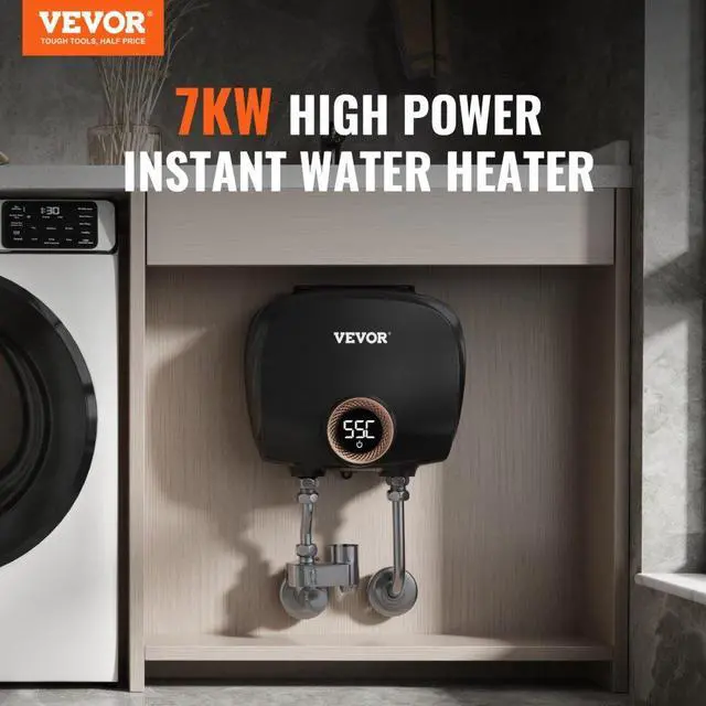 Alt view image 2 of 7 - VEVOR Tankless Water Heater Electric, 7kw On Demand Instant Under Sink Water Boiler, Digital Temperature Display & Easy Installation & 24-Hour Water Supply, For Kitchen Bathroom Faucet And Shower