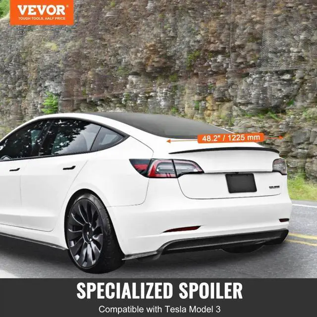 Alt view image 2 of 7 - VEVOR GT Wing Car Spoiler, 48.2 inch Spoiler, Compatible with Tesla Model 3, High Strength ABS Material, Baking Paint, Car Rear Spoiler Wing, Racing Spoilers for Cars, Matte Black