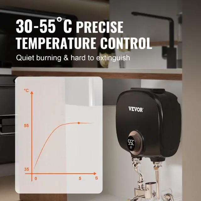 Alt view image 5 of 7 - VEVOR Tankless Water Heater Electric, 7kw On Demand Instant Under Sink Water Boiler, Digital Temperature Display & Easy Installation & 24-Hour Water Supply, For Kitchen Bathroom Faucet And Shower