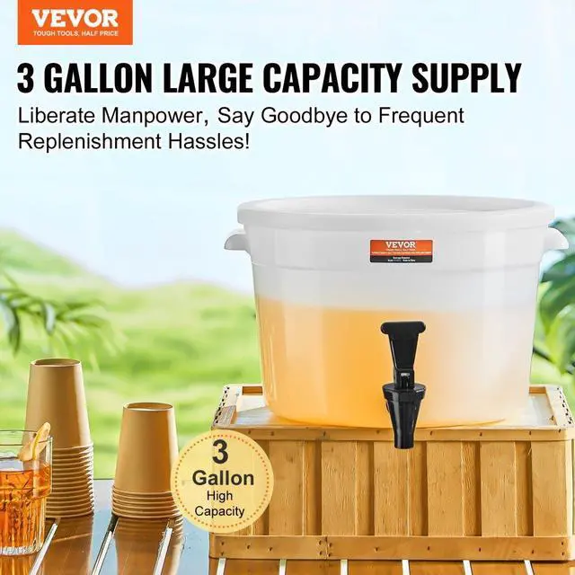 Alt view image 2 of 7 - VEVOR  Beverage Dispenser, 3 Gallon Drink Dispensers for Parties, Plastic Juice Dispenser with Spigot and Lid, Iced Tea Lemonade Juice Water Dispenser, for Restaurants, Hotels, Parties