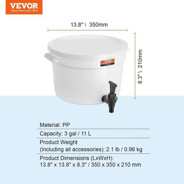 Alt view image 7 of 7 - VEVOR  Beverage Dispenser, 3 Gallon Drink Dispensers for Parties, Plastic Juice Dispenser with Spigot and Lid, Iced Tea Lemonade Juice Water Dispenser, for Restaurants, Hotels, Parties