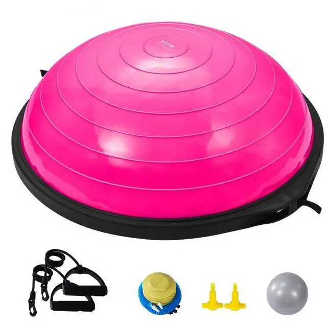 Main image of VEVOR Half Exercise Ball Trainer, 26 inch Balance Ball Trainer, 1500lbs Capacity Stability Ball, Yoga Ball with Resistance Bands & Foot Pump, Strength Fitness Ball for Home Gym Full Body Workout, Pink