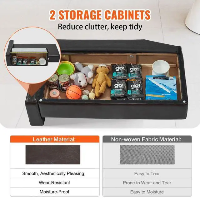 Alt view image 5 of 7 - VEVOR Pet Sofa, Dog Couch for Large-Sized Dogs and Cats, Soft Leather Dog Sofa Bed, 110 lbs Loading Cat Sofa, Brown