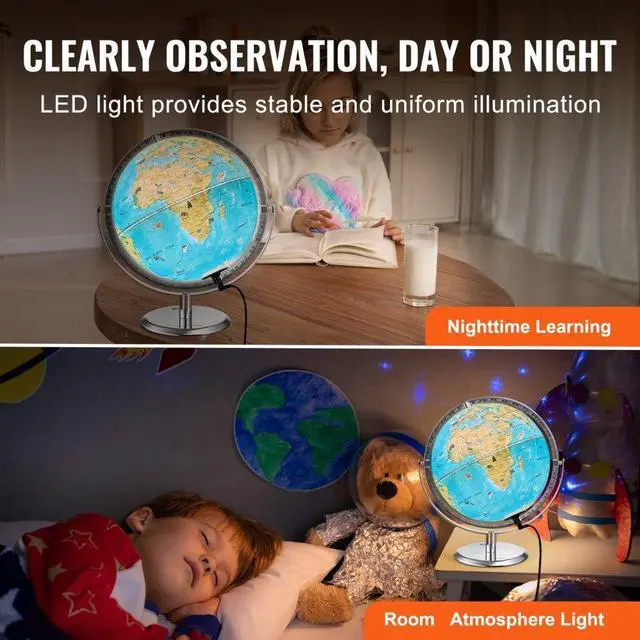 Alt view image 5 of 7 - VEVOR  Educational Globe for Kids, 10 in/254 mm, Interactive AR World Globe with AR Golden Globe APP LED Night Lighting 720° Rotation, STEM Toy Gifts for Kids Compatible with Android or iOS Devices