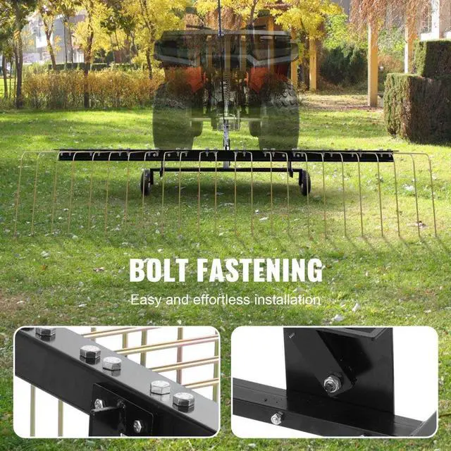 Alt view image 5 of 7 - VEVOR  Tow Behind Dethatcher, 60-inch Tow Dethatcher with 24 Steel Tines, Lawn Dethatcher Rake for ATV or Mower, Tow Behind Lawn Rake with Lift Handle for Leaves, Pine Needles, and Grass
