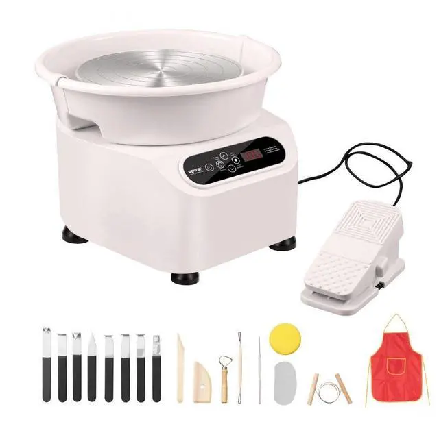 Main image of VEVOR Pottery Wheel, Direct Drive Ceramic Wheel with Shaping Tools for DIY Art Craft, 10 inch Pottery Forming Machine, 350W Electric Wheel for Pottery with Foot Pedal and LCD Touch Screen,  White