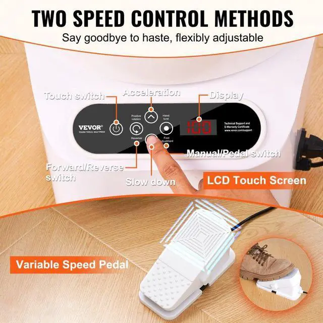 Alt view image 4 of 7 - VEVOR Pottery Wheel, Direct Drive Ceramic Wheel with Shaping Tools for DIY Art Craft, 10 inch Pottery Forming Machine, 350W Electric Wheel for Pottery with Foot Pedal and LCD Touch Screen,  White