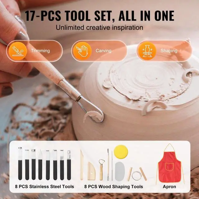 Alt view image 7 of 7 - VEVOR Pottery Wheel, Direct Drive Ceramic Wheel with Shaping Tools for DIY Art Craft, 10 inch Pottery Forming Machine, 350W Electric Wheel for Pottery with Foot Pedal and LCD Touch Screen,  White