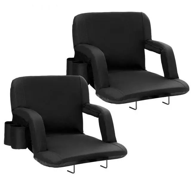 Main image of VEVOR Stadium Seat with Back Support, Wide Bleacher Seat Backs, Folding Padded Cushion Stadium Chair, Portable Reclining Chairs with Hook Pocket Cupholder, Ideal for Sport Event Beach Concert (2 Set)