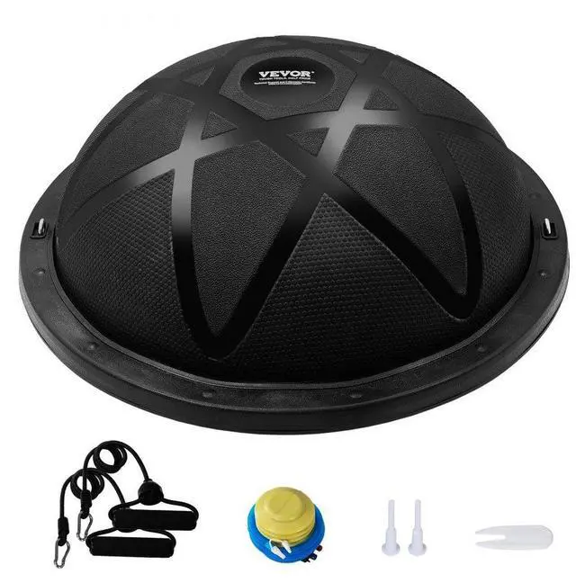 Main image of VEVOR Half Exercise Ball Trainer, 23 inch Balance Ball Trainer, 660 lbs Capacity Stability Ball, Yoga Ball with Resistance Bands and Pump, Strength Fitness Ball for Home Gym, Full Body Workouts, Black