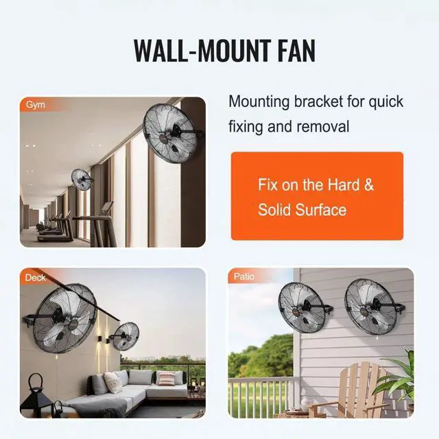 Alt view image 6 of 7 - VEVOR  Wall Mount Fan, 2 PCS 18 inch Waterproof, 3-speed High Velocity Max. 4000 CFM Industrial Wall Fan for Indoor, Commercial, Residential, Warehouse, Greenhouse, Workshop, Basement, Garage,Black