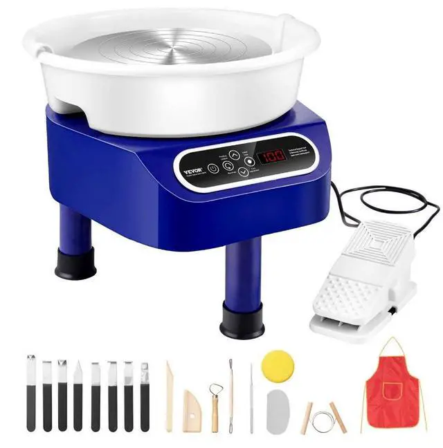 Main image of VEVOR Pottery Wheel, 10 inch Pottery Forming Machine, 350W Electric Wheel for Pottery with Foot Pedal and LCD Touch Screen, Direct Drive Ceramic Wheel with 3 Support Legs for DIY Art Craft, Blue