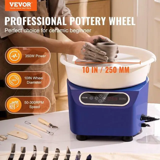 Alt view image 2 of 7 - VEVOR Pottery Wheel, 10 inch Pottery Forming Machine, 350W Electric Wheel for Pottery with Foot Pedal and LCD Touch Screen, Direct Drive Ceramic Wheel with Shaping Tools for DIY Art Craft, Blue