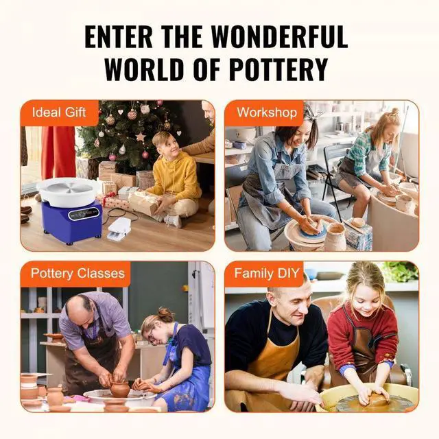 Alt view image 5 of 7 - VEVOR Pottery Wheel, 10 inch Pottery Forming Machine, 350W Electric Wheel for Pottery with Foot Pedal and LCD Touch Screen, Direct Drive Ceramic Wheel with Shaping Tools for DIY Art Craft, Blue
