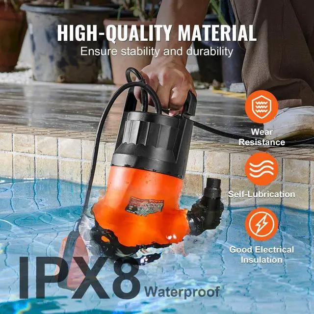 Alt view image 3 of 7 - VEVOR Submersible Utility Pump Sump Pump 1 HP 4000 GPH 31 ft Head Water Pump