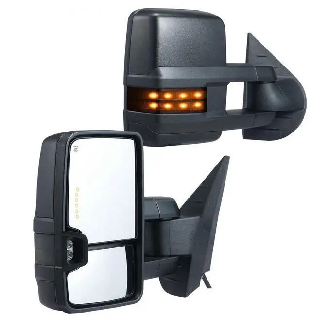 Main image of VEVOR Towing Mirrors Fit for Chevy for GMC 2007-2014 for Silverado/for Sierra Power Control Heated with Signal Light & LED Driving Light, Manual Telescoping Folding, Black