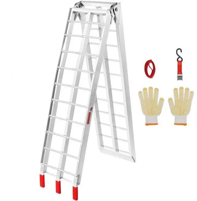 Main image of VEVOR Motorcycle Ramps, 750lbs Folding Loading Ramps for Pickup Trucks Bed, Trailers Ramp with Load Straps for Motorcycle, Dirt Bike, UTV, Lawn Mower, Truck, Snowblower, Cargo Trailer, 89"L x 12"W,1Pc