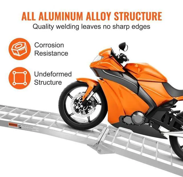 Alt view image 6 of 7 - VEVOR Motorcycle Ramps, 750lbs Folding Loading Ramps for Pickup Trucks Bed, Trailers Ramp with Load Straps for Motorcycle, Dirt Bike, UTV, Lawn Mower, Truck, Snowblower, Cargo Trailer, 89"L x 12"W,1Pc
