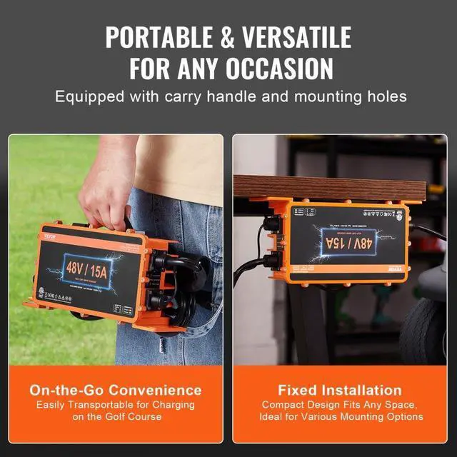 Alt view image 6 of 7 - VEVOR 48 Volt 15 AMP Golf Cart Smart Battery Charger for Club Car 3-Pin Round