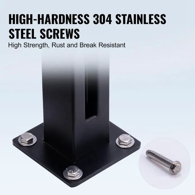 Alt view image 6 of 7 - VEVOR Glass Clamp, 37.4" Height Glass Railing Bracket for 0.39 "-0.47 " Thickness Tempered Glass, 304 Stainless Steel Glass Mounting Clamp, Glass Shelf Bracket for Balcony, Garden, Deck, Stair, Black
