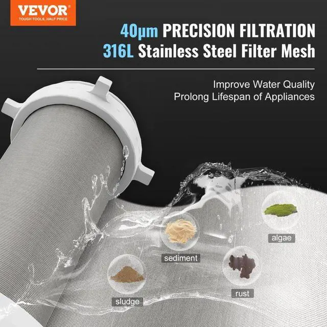 Alt view image 2 of 7 - VEVOR Spin Down Filter, 40 Micron Whole House Sediment Filter for Well Water, 3/4" MNPT, 4 T/H High Flow Rate, for Whole House Water Filtration Systems, Well Water Sediment Filter