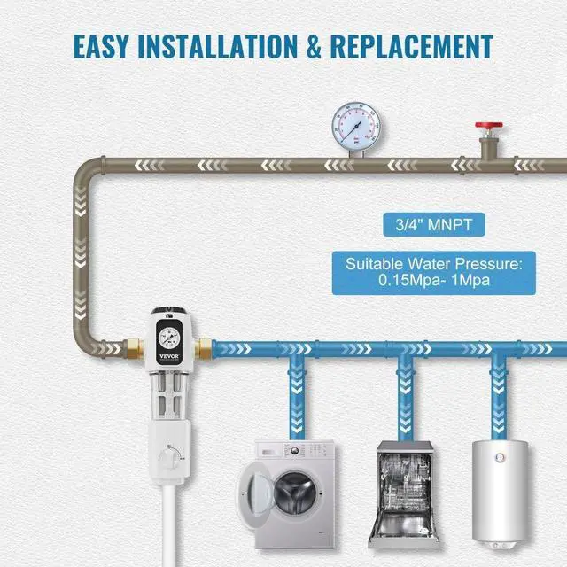 Alt view image 6 of 7 - VEVOR Spin Down Filter, 40 Micron Whole House Sediment Filter for Well Water, 3/4" MNPT, 4 T/H High Flow Rate, for Whole House Water Filtration Systems, Well Water Sediment Filter