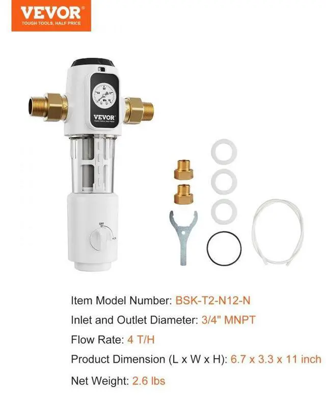 Alt view image 7 of 7 - VEVOR Spin Down Filter, 40 Micron Whole House Sediment Filter for Well Water, 3/4" MNPT, 4 T/H High Flow Rate, for Whole House Water Filtration Systems, Well Water Sediment Filter